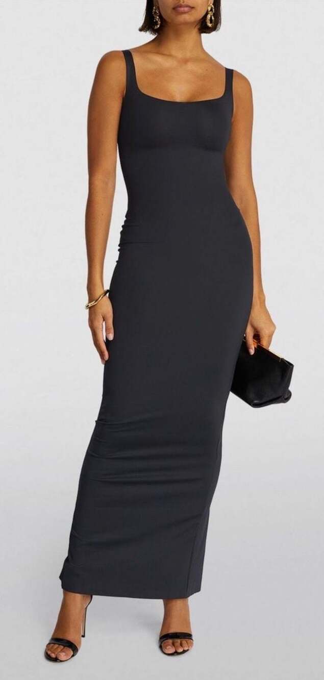 SKIMS Black Maxi Bodycon Tank Dress
